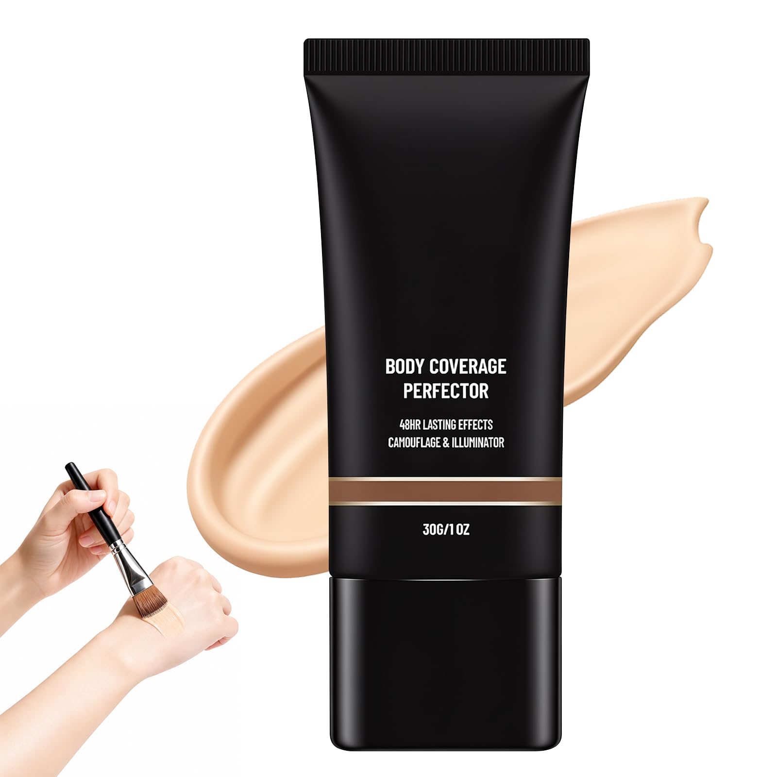 Body Coverage Perfector Waterproof Leg & Body Makeup Foundation, Full Coverage Tattoo Cover Up Concealer, Long Lasting Sweatproof & Transfer Resistant Body Makeup for Legs, Face (Ivory white)