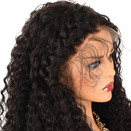 250% Denisty Natural Kinky Curly Human Hair Lace Front Wig Free Part Malaysian Virgin Hair Lace Wig for Black Women (20"130%)