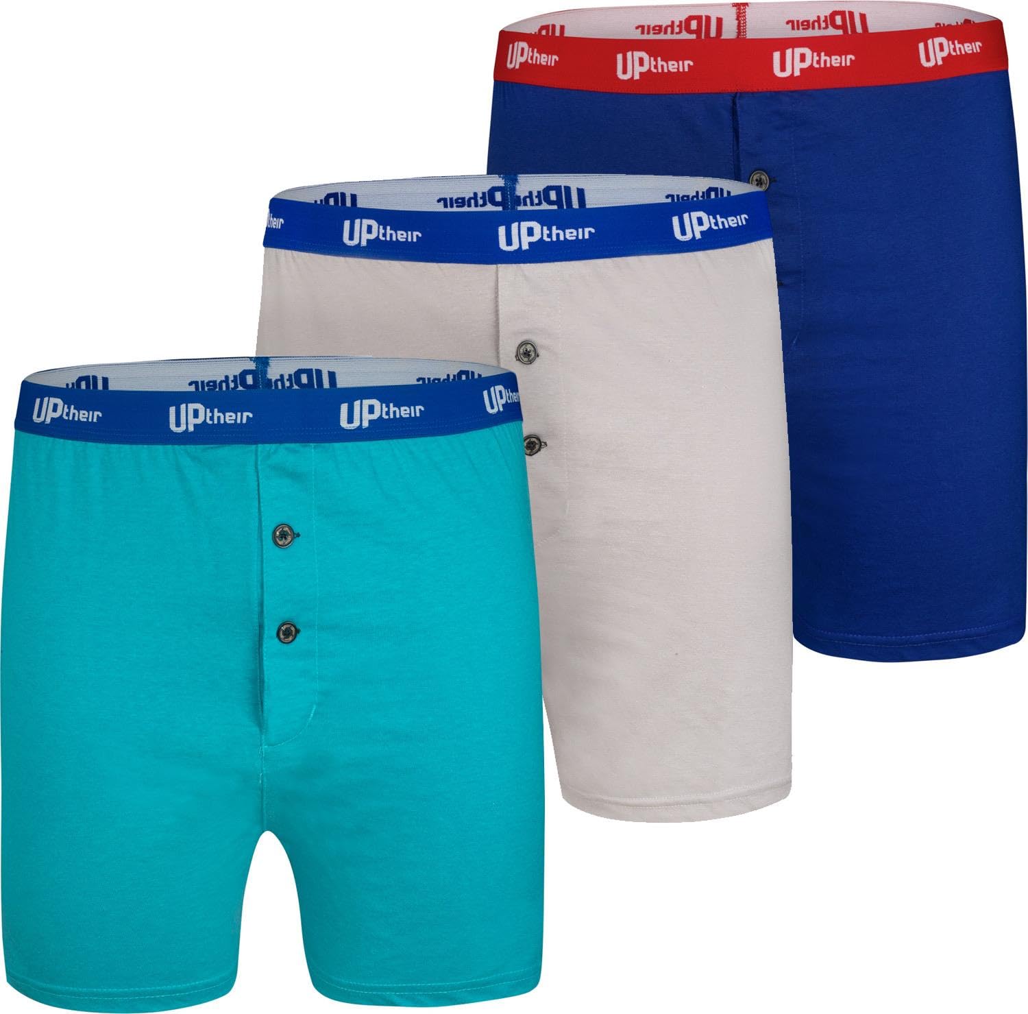 Uptheir Mens Yang 3 Pack Boxer Shorts - Blue - 5XL