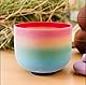 TRAYAYA 528hz C Note Root Chakra 8 Zoll Klangschale with mallet，Frosted Quartz Crystal Singing Bowl Rainbow Color