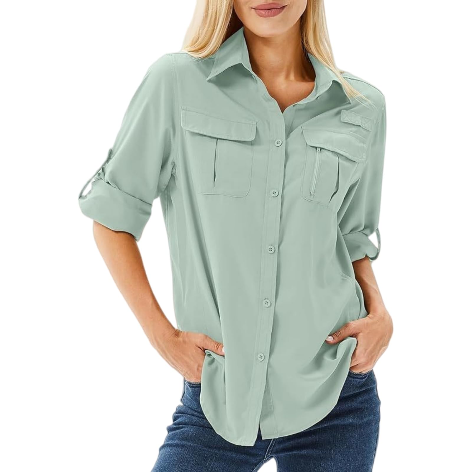 Chemise d'extérieur à manches longues UPF 50 à séchage rapide pour femme, chemise de safari anti-UV pour safari, randonnée, pêche