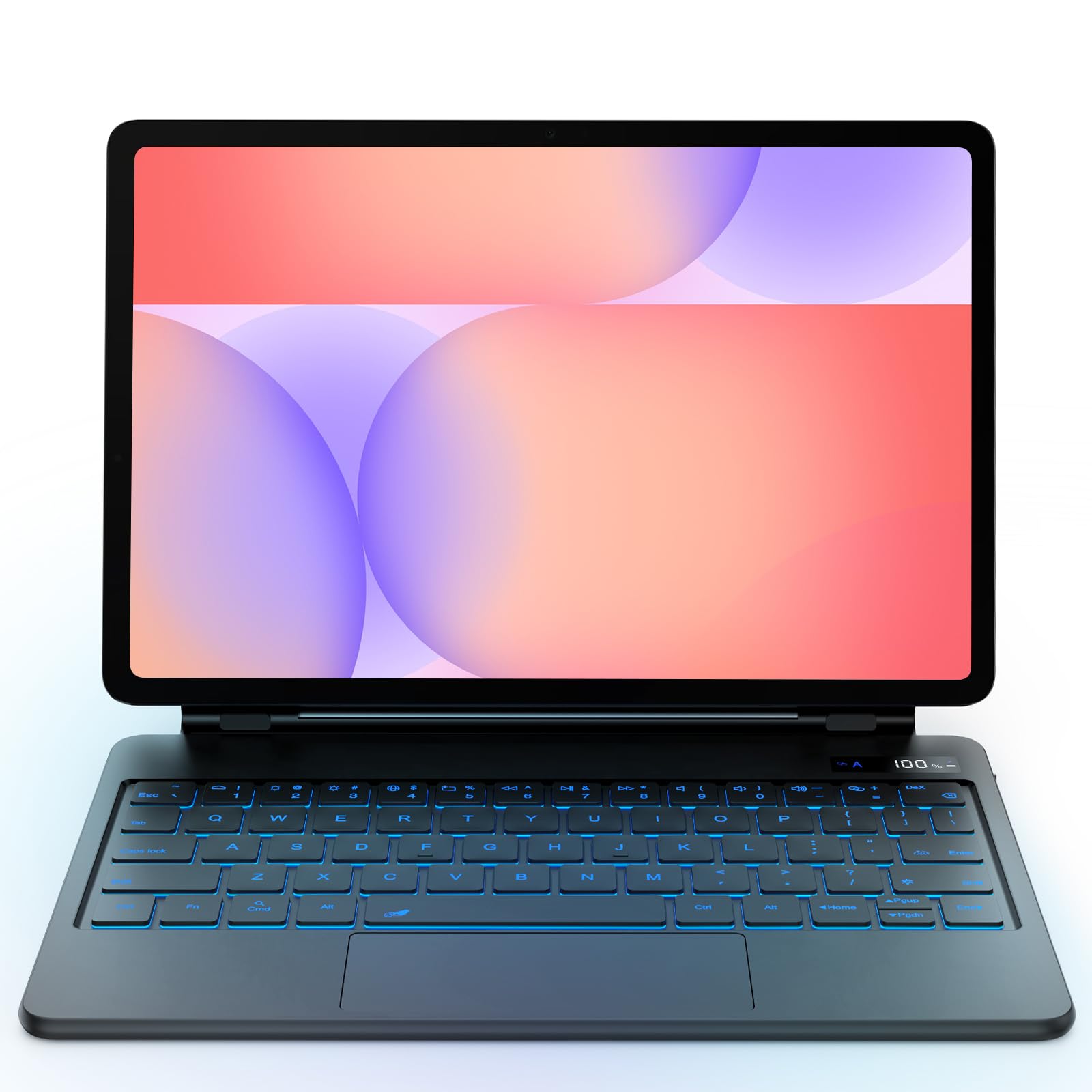 Magic-Style Keyboard Case for Samsung Galaxy Tab S10 Lite/S10 FE/S9 FE 10.9'' & S11/S9/S8/S7 11'',Floating Cantilever Magnetic Stand,LED Display,7 Color Backlit & Multi-Touch Trackpad-Black