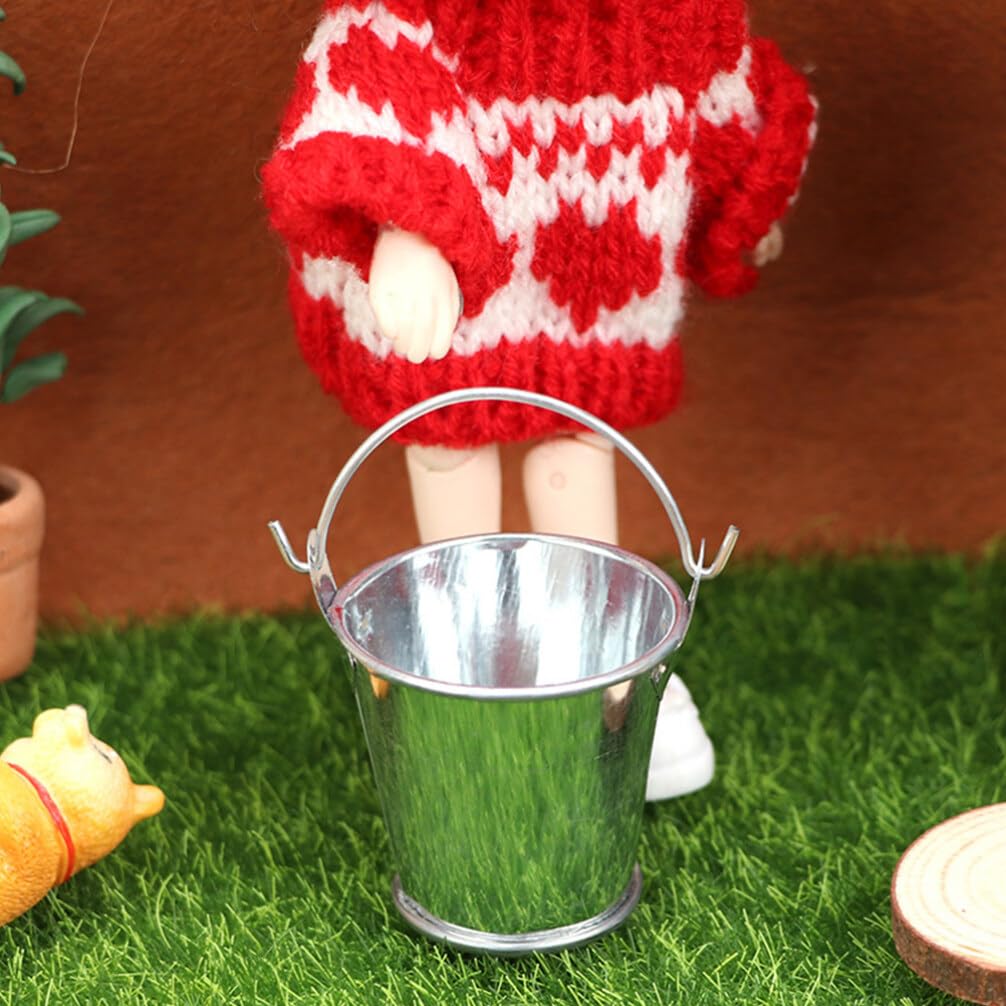 6 Mini Metal Buckets with Handles Small Miniature Galvanized Tinplate Buckets Mini Water for Home Micro Landscape Garden Bucket for Party