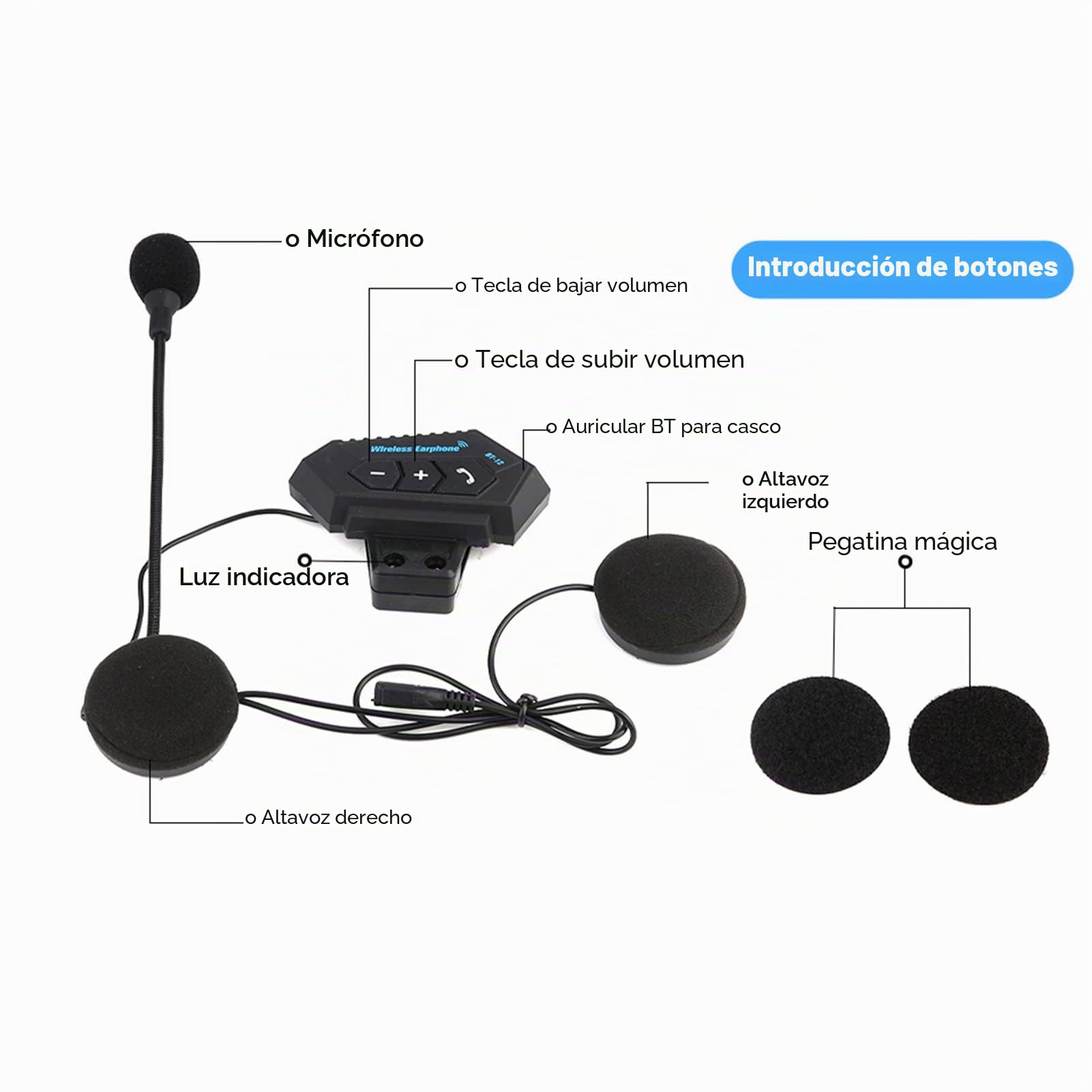 BuyWeek Intercomunicador Bluetooth Auriculares Casco Moto, Bluetooth V5.0 Soporte para Llamadas con Manos Libre