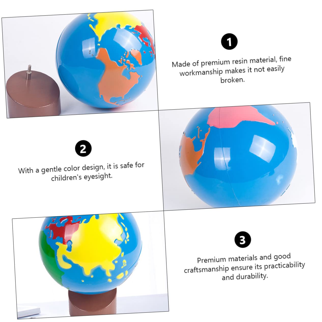 PartyKindom Globo Terráqueo Infantil de Madera para Uso Educativo y Adorno con Pintura Ecológica