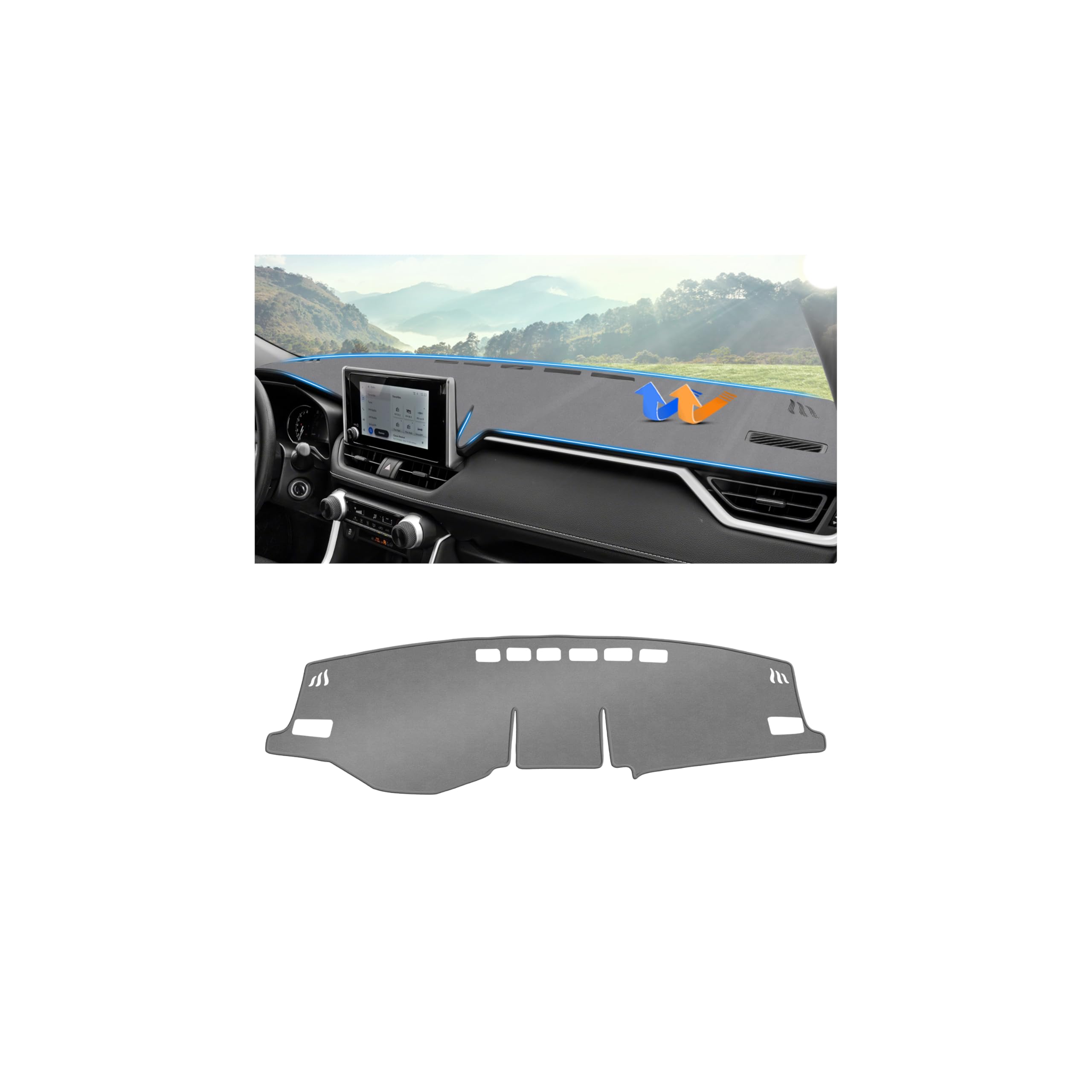Autorder Gray Dashboard Cover Mat for Toyota RAV4 2019-2025 Accessories Dash Cover Upgrade Polyester Dash Mat Sunshade Glare UV Rays Protector