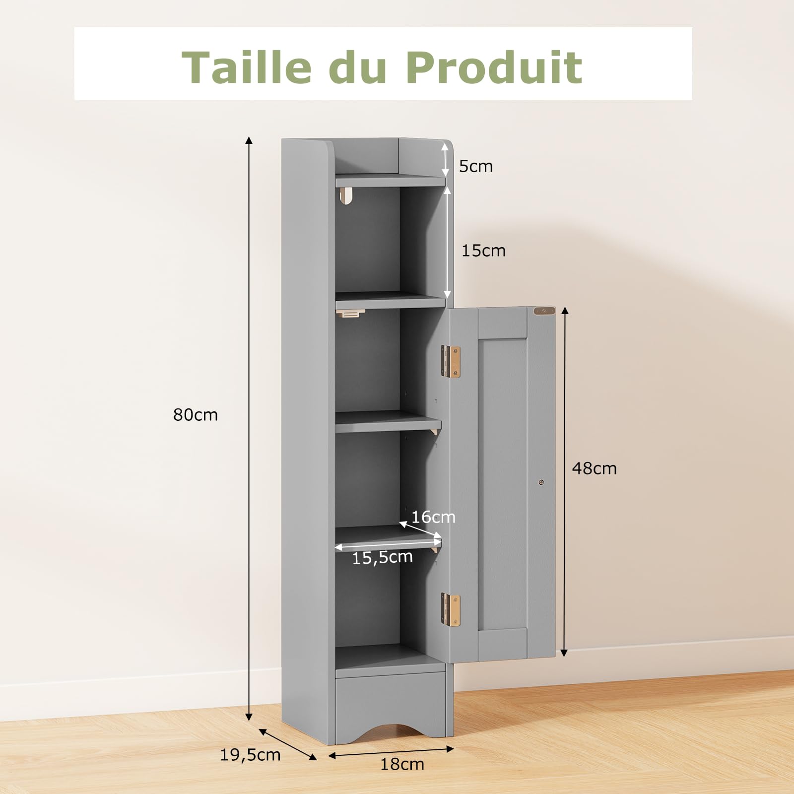 COSTWAY Meuble De Salle De Bain, Armoire D’Angle Avec Porte