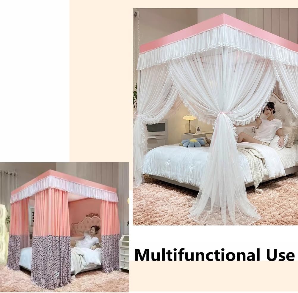 Bed Canopy Mosquito net for Single Double Bed, Girl Bedroom Decorative Bed Curtains for Year-Round use, 120/150/180/200CM (Color : Blue-1, Size : 180X200X200CM) (Blue 2) (Blue 1)