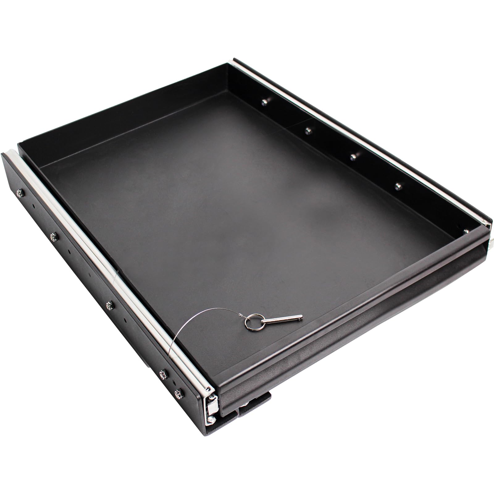 View 1 of 14"x24"x2.7" Heavy Duty Steel Sliding Battery Tray Generator Slide Out Tray for RV, Universal RV Storage Rack for Tools and Outdoor Gear (14"x24"x2.7")