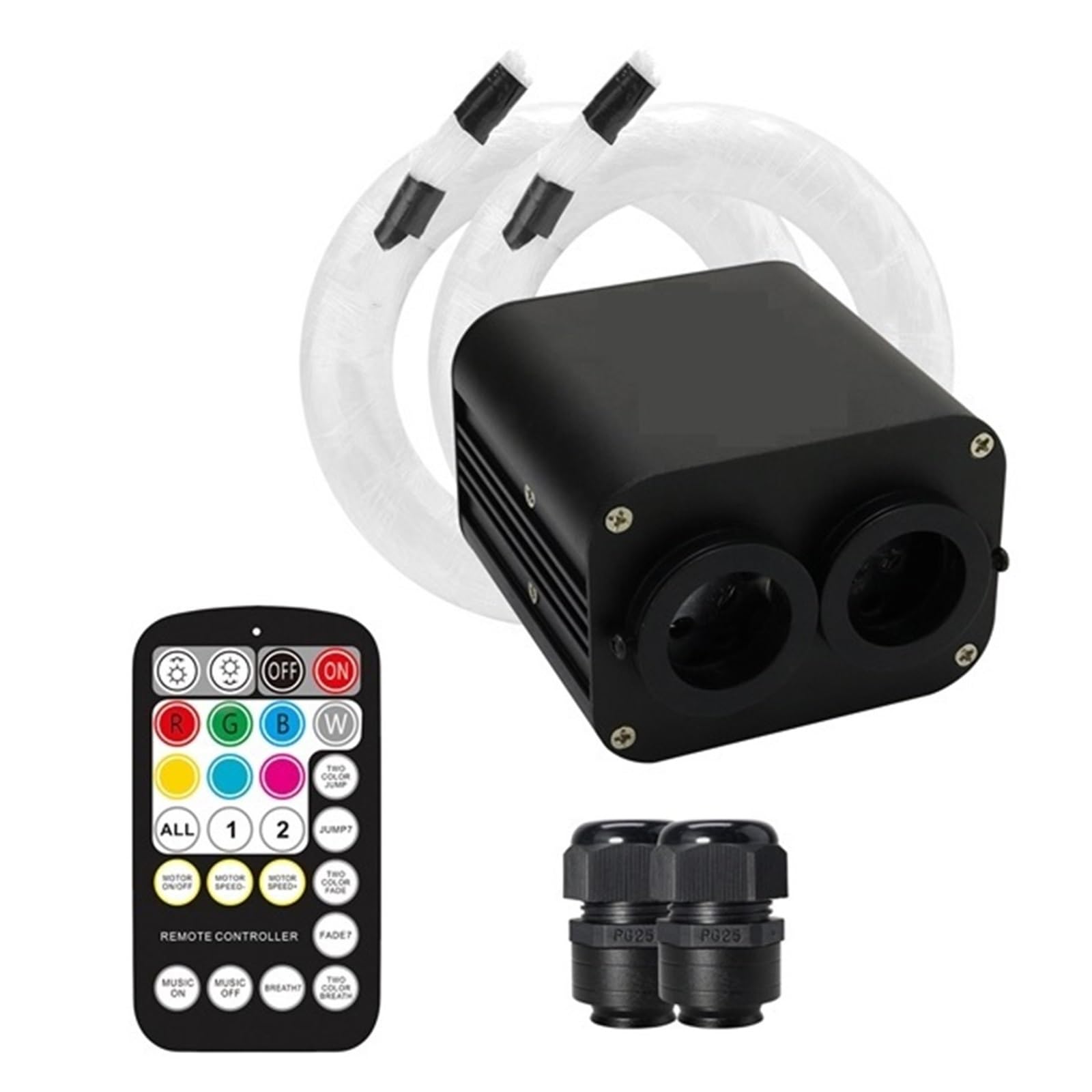 20W Podwójny Port Twinkle RGBW Samochód Gwiaździste Niebo Sterowanie Oświetleniem Sufitowym Auto Wnętrze Samochodu Światło Światłowodowe Na Dach Samochodowy Lampa Gwiazda(2PCS 400pcs 0.75 3M)