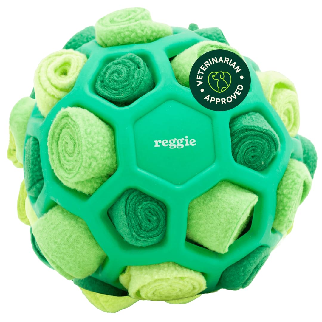 Reggie Pelota recolectora para perros, juguete de enriquecimiento para la hora de comer, reduce el aburrimiento, la hiperactividad, el estrés, aprobado por veterinarios e ideal para todas las edades