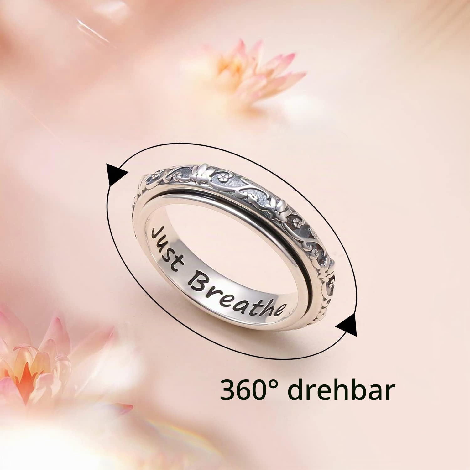 DAOCHONG Spinner-Ringe aus Sterlingsilber, angstlindernd, Zappeln, Sorgen, Stress, Linderung von Langeweile, ADHS, Autismus, Ring für Damen und Herren