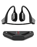 Wing Open-Ear Bone Conduction Headphone, Bluetooth Sports Earphone with Head Movement Control, Built-in Dual-Mic, IP67 Waterproof, Safety LED Lights, Up to 30H Playtime w/Charging Stand, Black