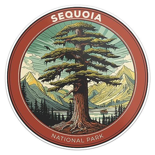Image of Sequoia National Park Sticker - Waterproof Vinyl Decal for Car Bumper, Laptop, Luggage, Water Bottle, Wall, and Window, Size - 3'' X 3''