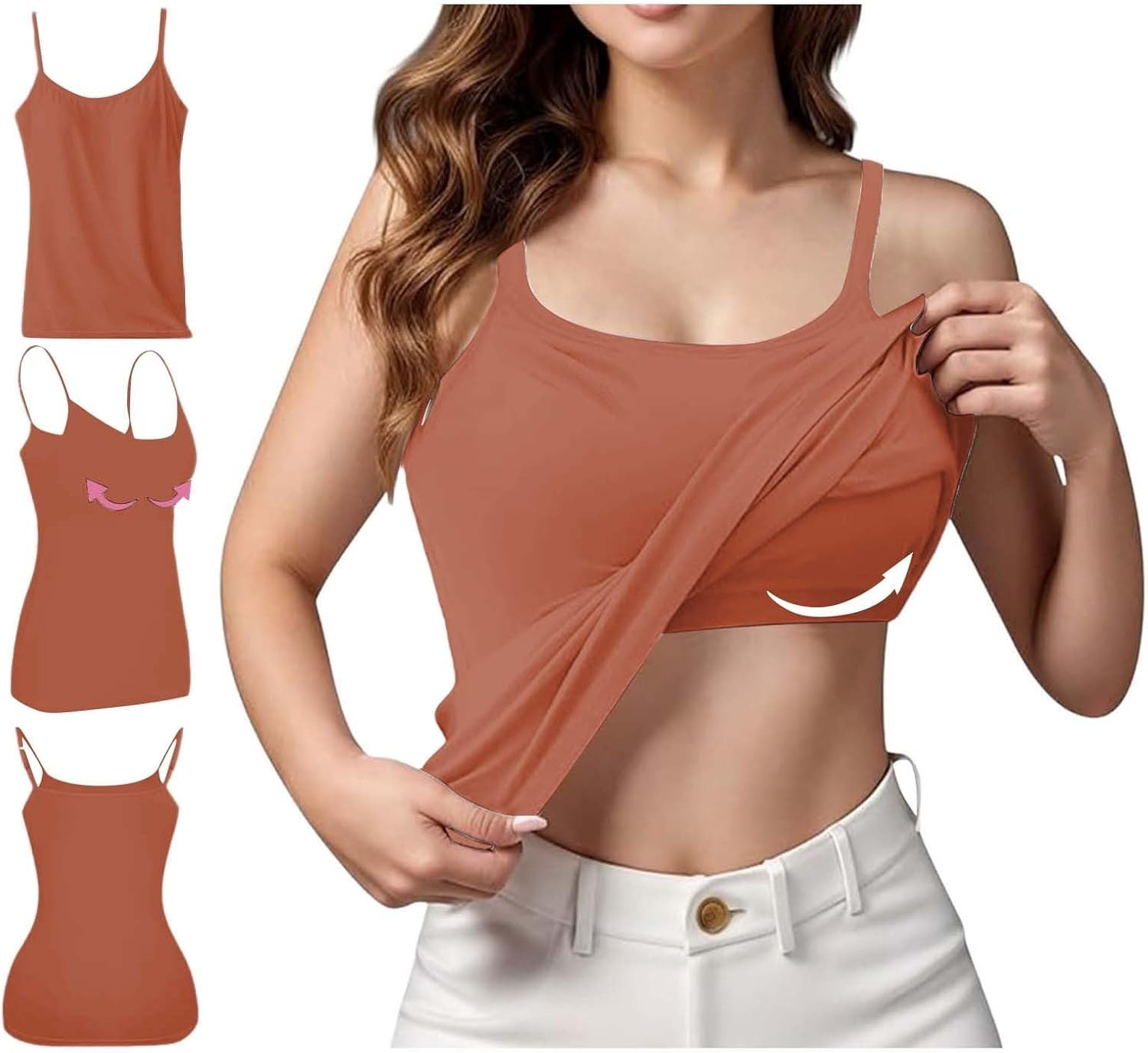 Camisole Femme Sport Avec Soutien-Gorge Intégré - Débardeur Respirant Slim Fit Bretelles Larges Pour Yoga Et Fitness