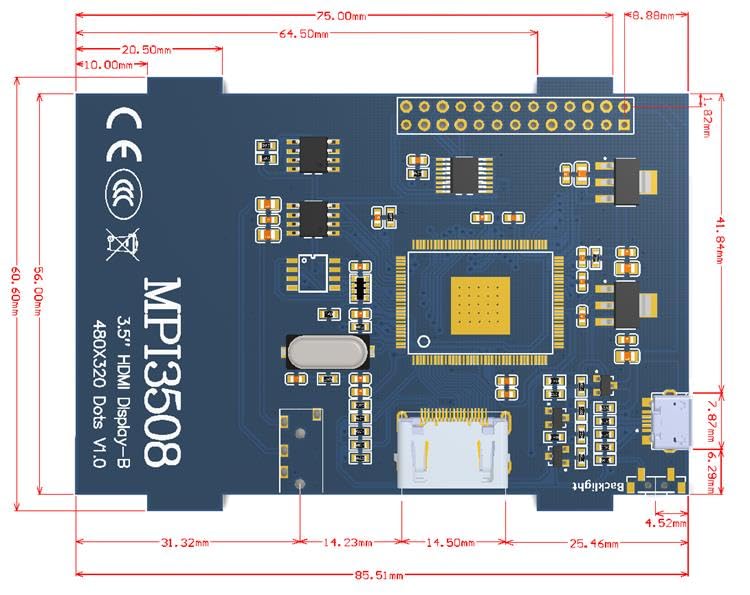 VIDOO MPI3508 3.5 cala USB Ekran Dotykowy Real HD 1920x1080 LCD Wyświetlacz dla 3/2/B+/B/A+