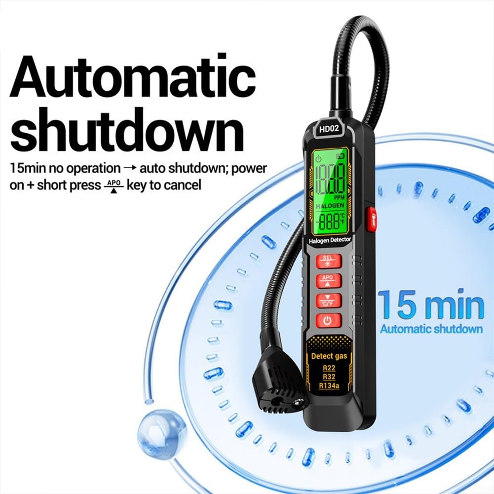 Détecteur de fuite de climatiseur et de réfrigérateur compatible avec R22 R32 R134a Analyseur de fuite de gaz halogène rechargeable et appareil alimenté par batterie (batterie)