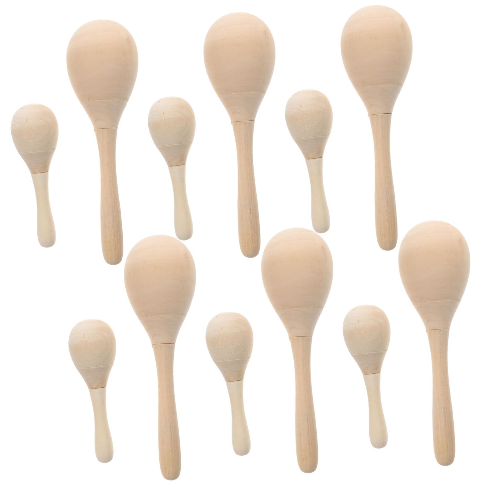 POPETPOP Maracas in Legno per Ragazzo Ragazza 12 Pezzi Sonagli Musicali Fai da Te Superficie Liscia Dimensioni Compatte per Scuola Casa Asilo Strumento Musicale Percussione Educativo