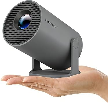 Mini Projetor Portatil 5G Wifi 6 BT 5.0 Android 11, Projetor 4K 1080P Full HD Suporte 8000 Lumens, Projetor Led Auto de Correcção Trapezóide Horizontal, 180°Girável Projector para Telefónico