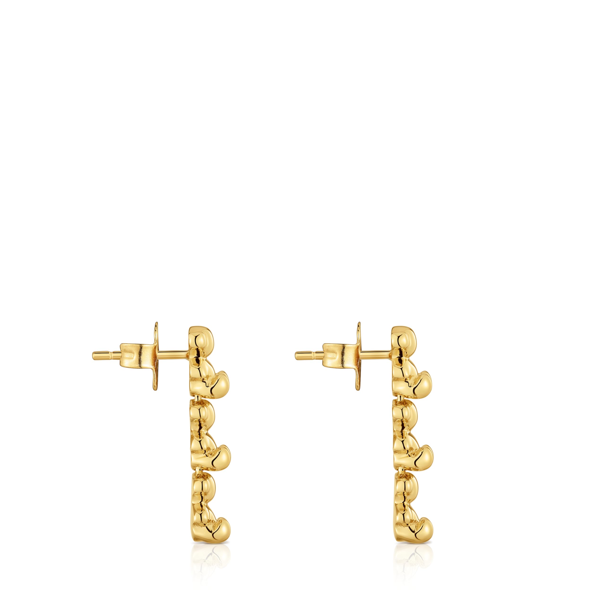 Pendientes Bold Bear largos bañados en oro 18 kt sobre plata