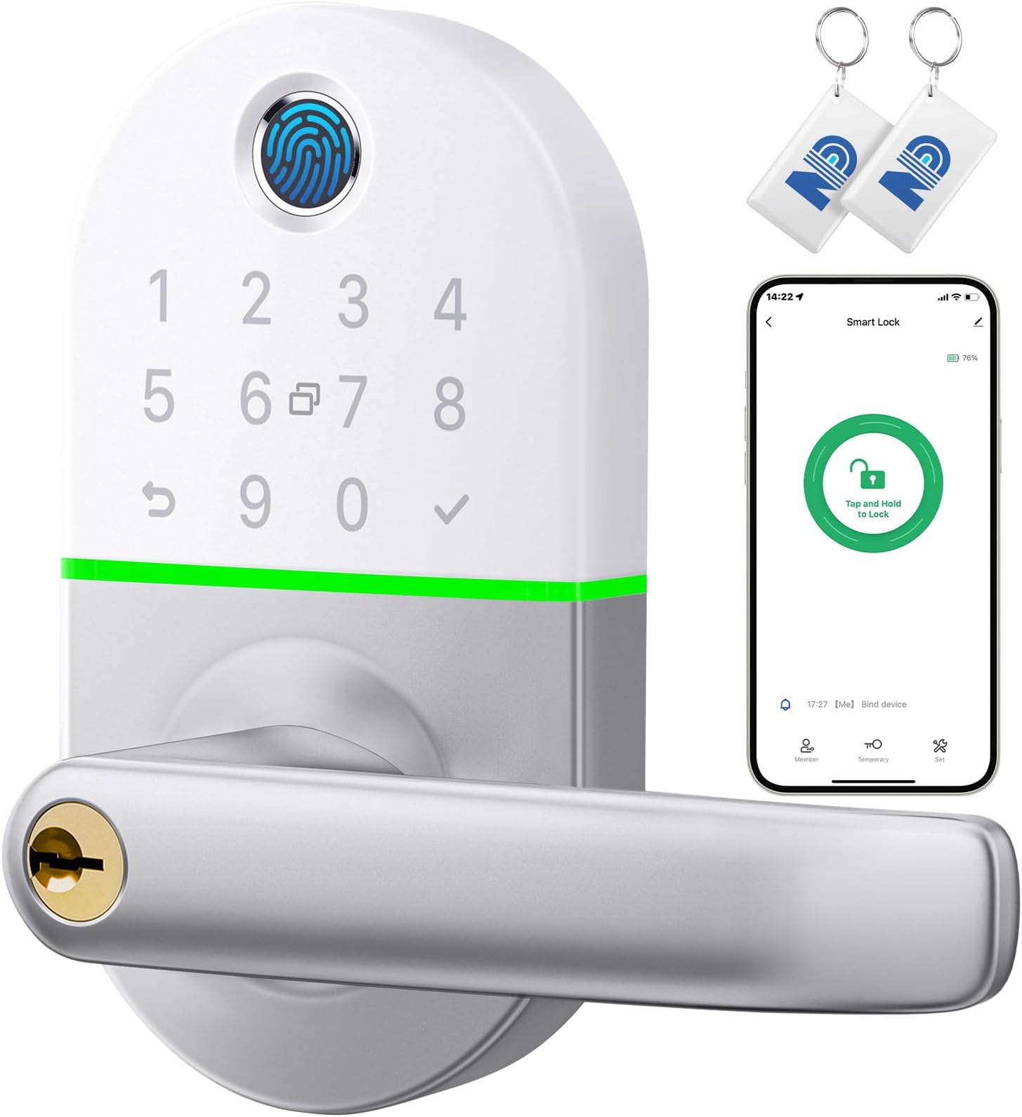 Smart Lock Keyless Entry Door Lock - NICE DIGI Smart Door Locks for Front Door Keypad Door Lock with Handle Electronic Digital Door Lock Code Door Lock for Home Airbnb Office