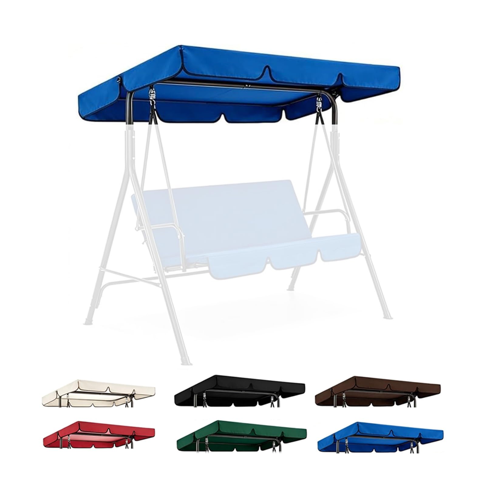 Kxwoq3ed Blue Garden Swing Chair Canopy Replacement, Waterproof Outdoor Patio Swing Canopy Cover, Sun Shade Awning Garden Hammock Top Cover(,190X132x15cm)