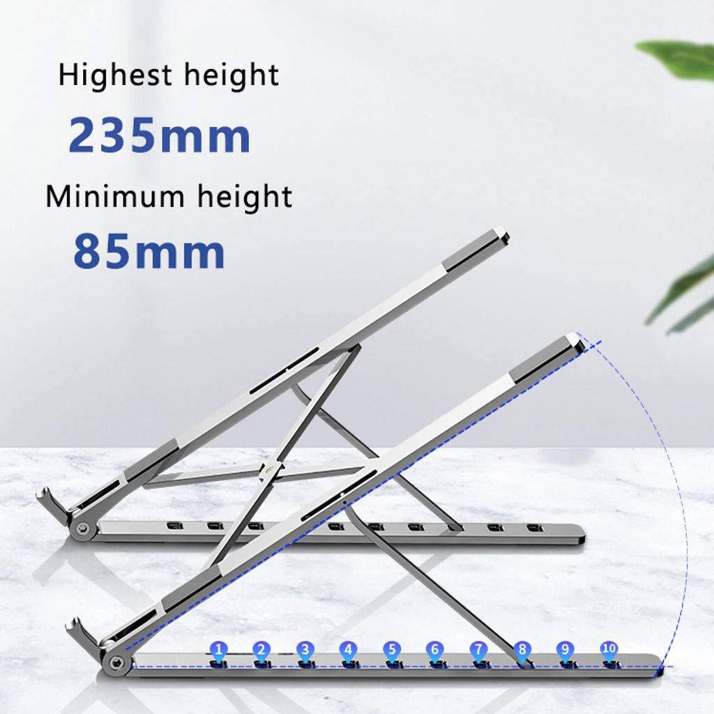 Supporto per Laptop, Supporto per Laptop Portatile Regolabile Supporto Multifunzione per Riser in Alluminio Pieghevole Adatto per Laptop da 11-17 Pollici Tablet Notebook-Grigio
