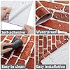 Arthome 43.5cmx200cm Red Stone Brick Self Adhesive Wallpaper,Peel and Stick Contact Paper Sticky Back Plastic Roll,Waterproof PVC Vinyl Wrap Film for Kitchen Fireplace Backsplash Wall Covering #5