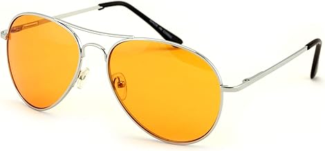 Colorful Silver Metal Aviator With Color Lens Sunglasses (Orange lens)