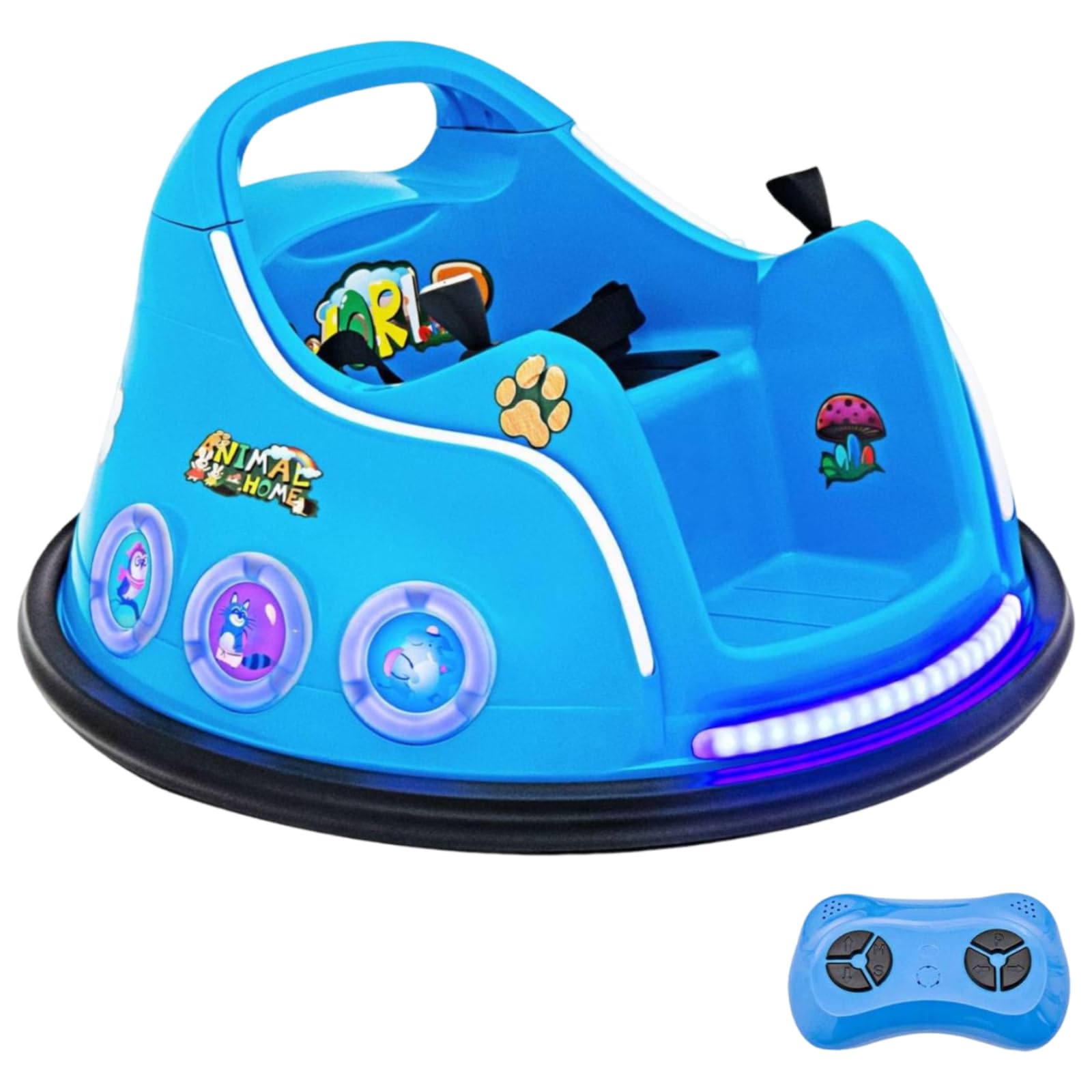Maxmass 12V Electric Ride On Bumper Car, 360° Rotation Spin Children Waltzer Car with Remote Control, Wireless Connection, Music & Lights, Kids Battery Powered Bumping Toy Car for Boys Girls (Blue) — image 1