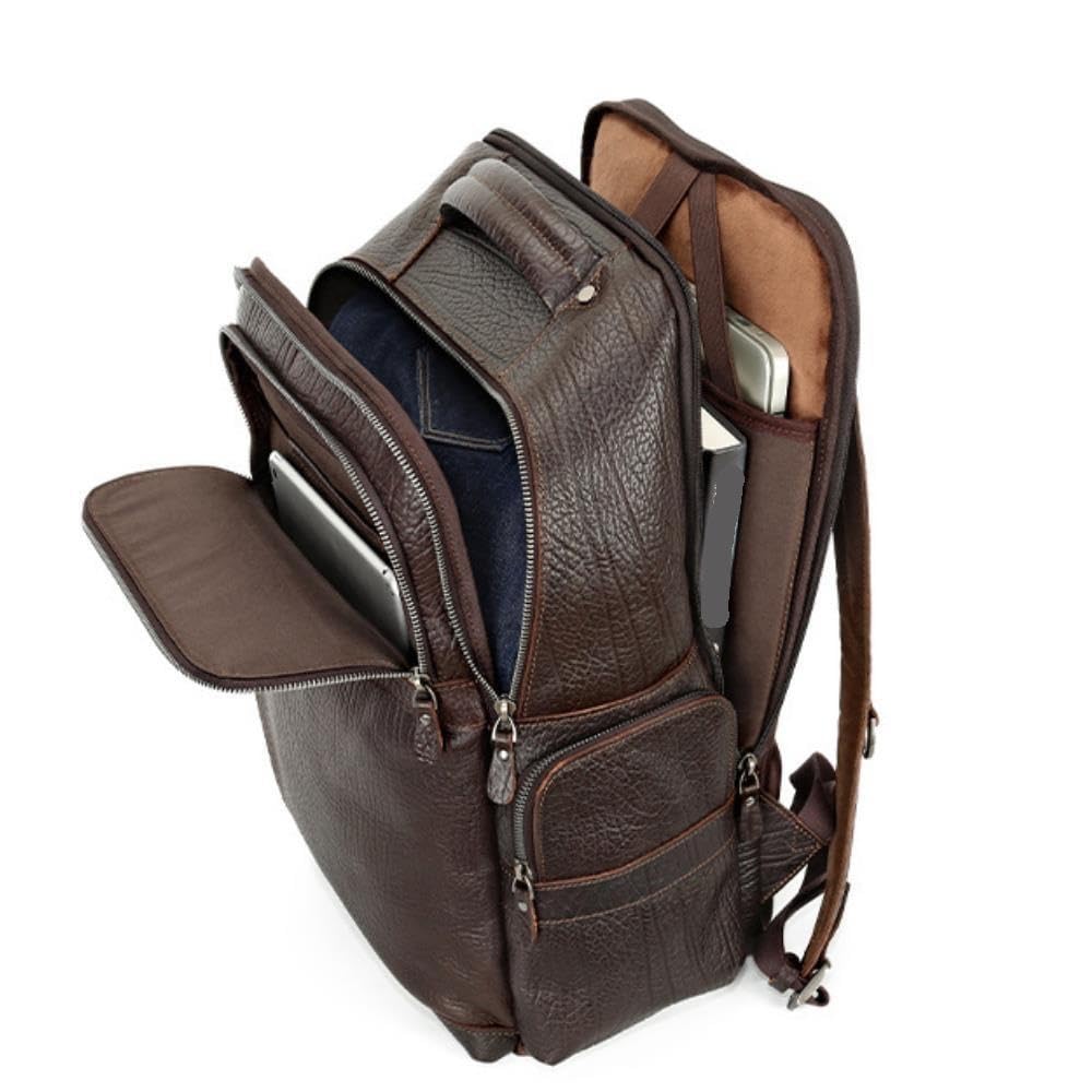 Sac à Dos en Cuir for Homme, Ordinateur Portable 15,6 Pouces, incurvé