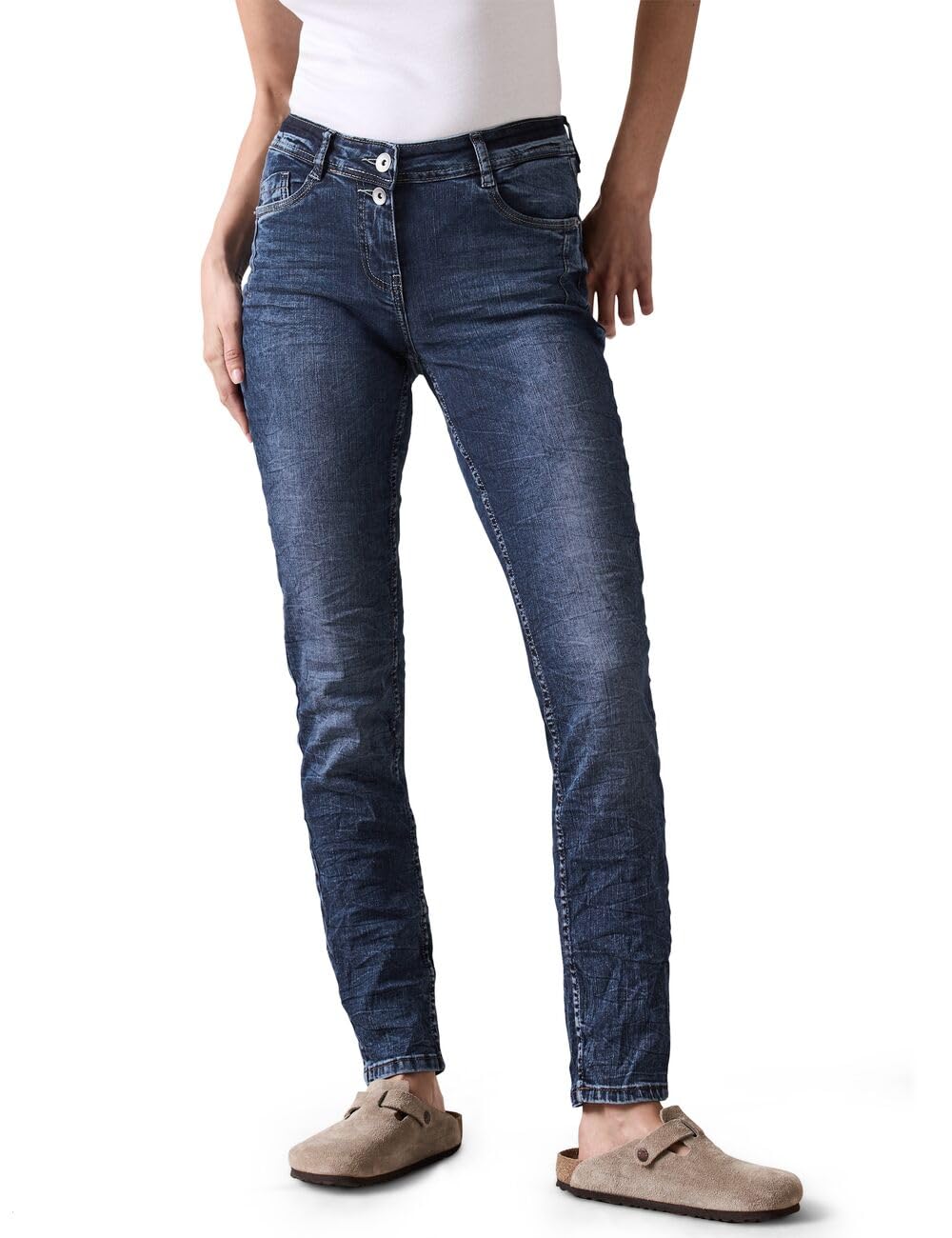 Cecil Damen B377687 Jeans Casual Fit, mid Blue wash, 28W x 28L