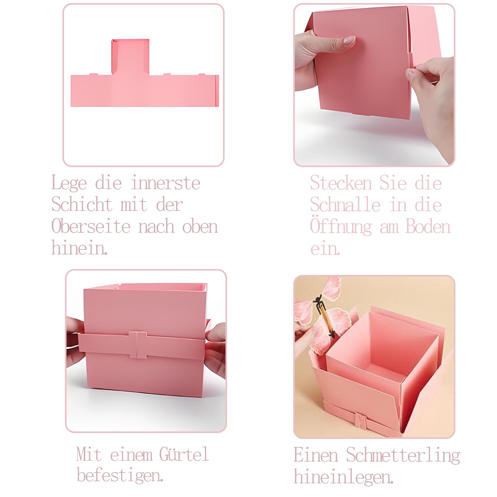XLSXEXCL Scatola regalo esplosiva a forma di farfalla, scatola a sorpresa con farfalla volante con 8 farfalle volanti, giocattolo per compleanno, matrimonio, anniversario, Natale (rosa