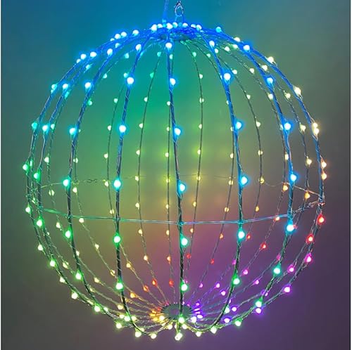 Miniatura 2 de Living Accents - Plancha plateada navideña de 12 pulgadas, esfera iluminada multicolor para decoración al aire libre, 108 semillas grandes RGB con