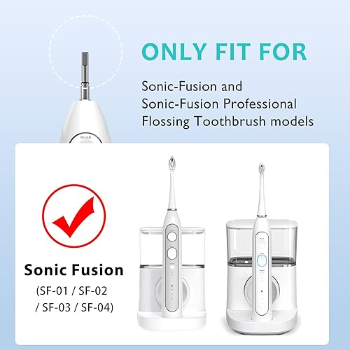 Miniatura 2 de Cabezales de cepillo de repuesto para Waterpick Sonic Fusion 2.0  Cabezal de cepillo de dientes para agua pik con anillos codificados por colores y