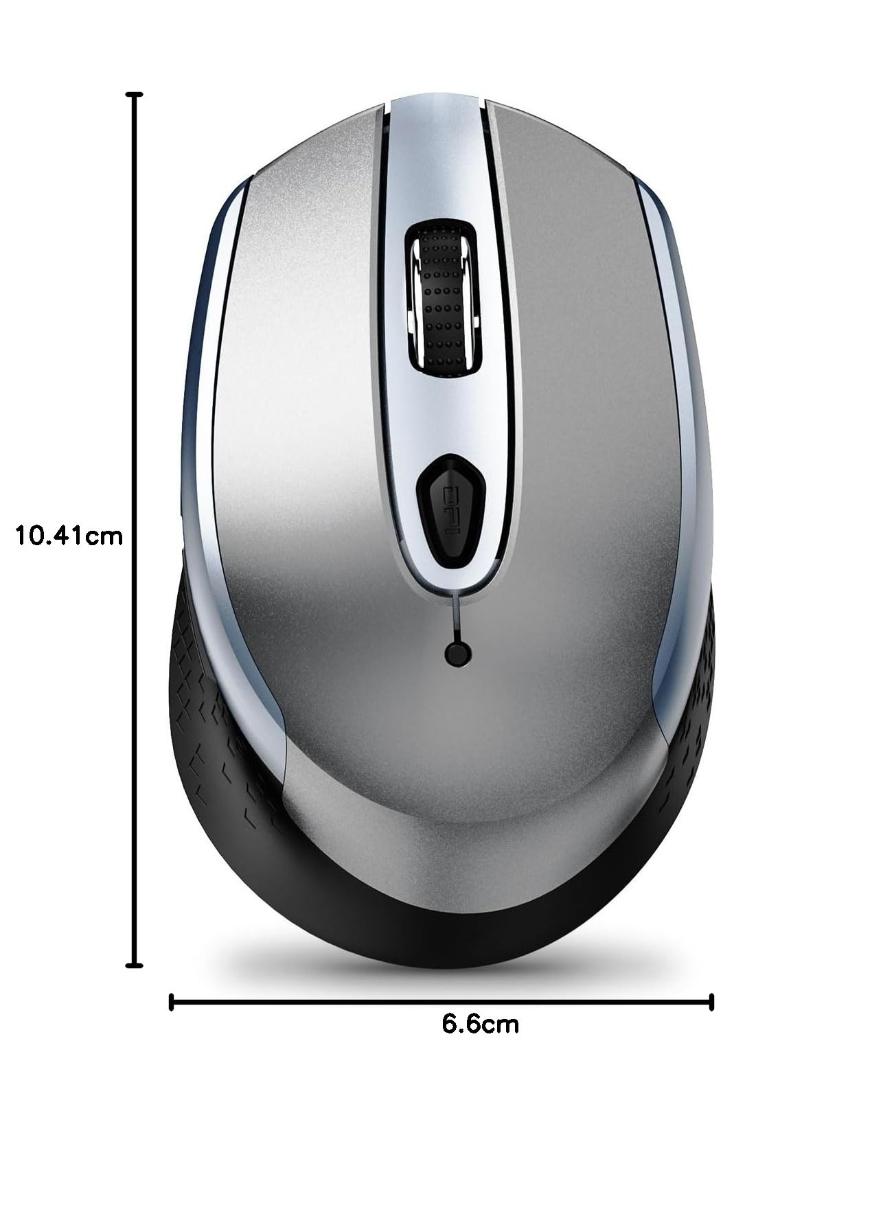 Mysz bezprzewodowa, mysz komputerowa cimetech 2.4G z nanoodbiornikiem, przenośna, energooszczędna, z nanoodbiornikiem USB, 6 przycisków, regulacja 1600 DPI (Szary) (szary)