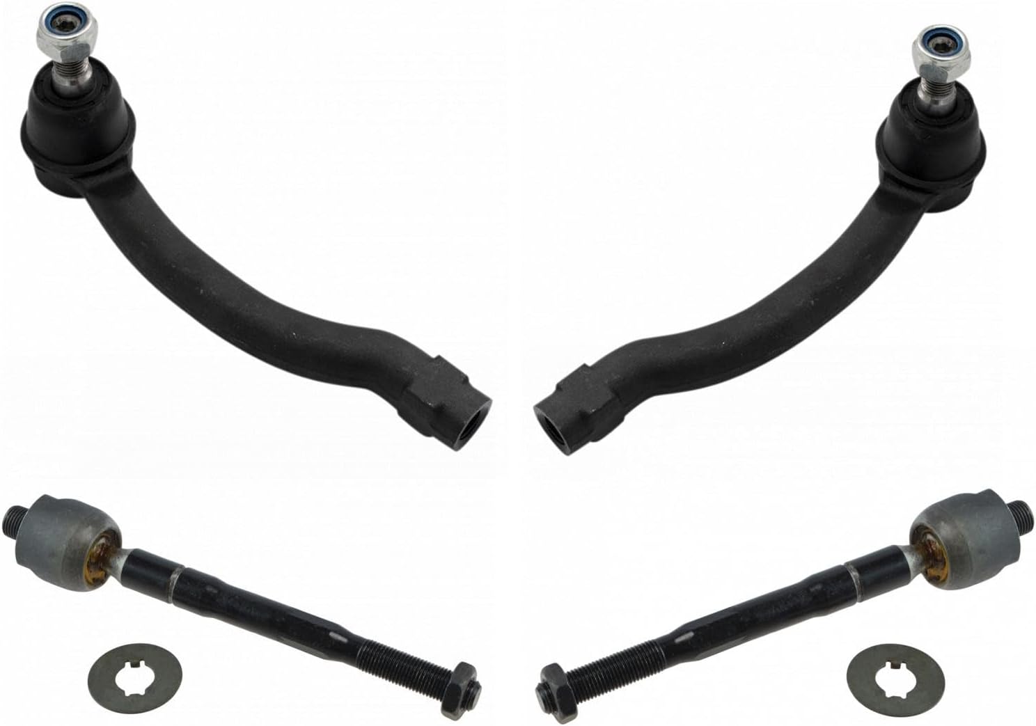 Inner and Outer Driver and Passenger Side Tie Rod Set 4 Piece Compatible with 2007-2013 Acura MDX