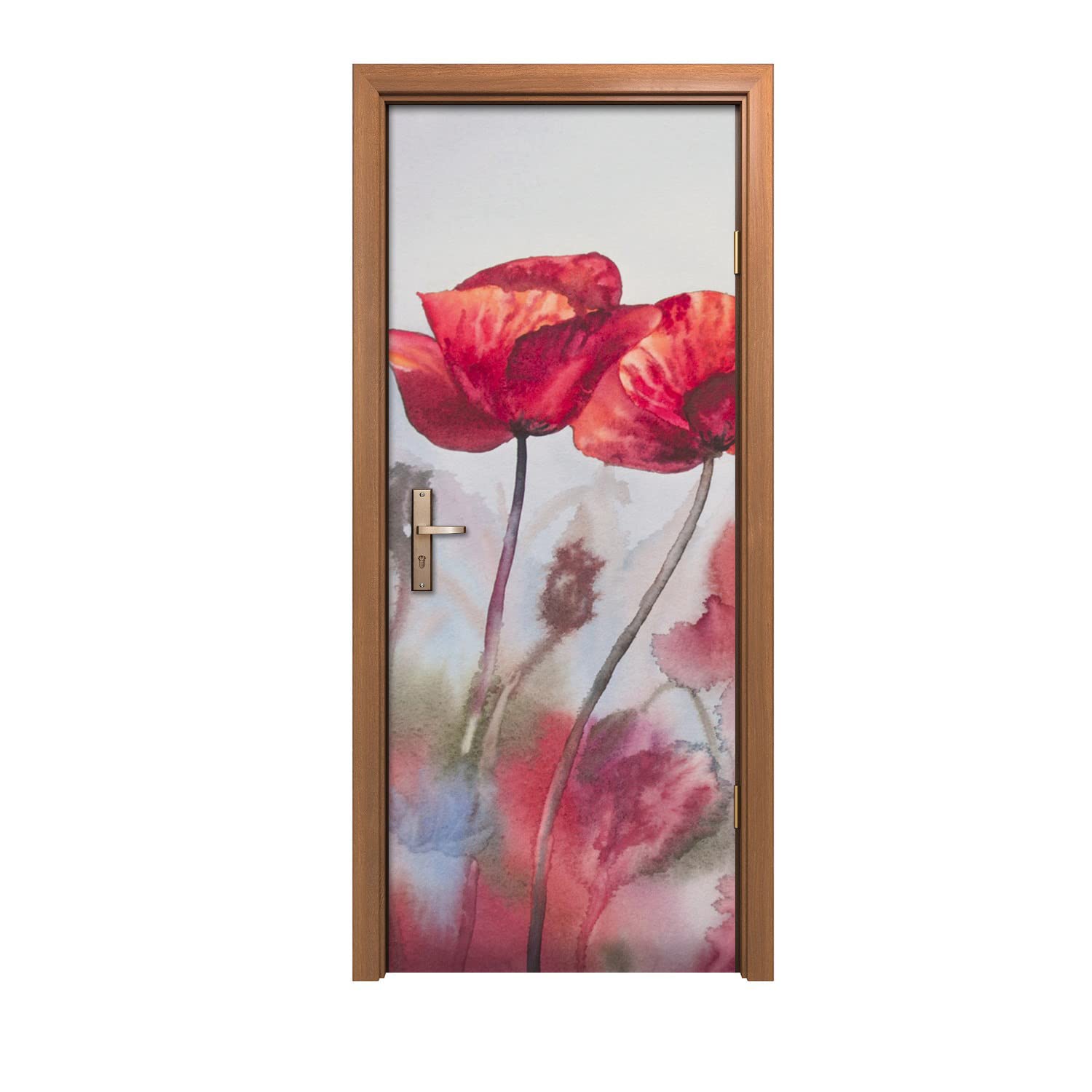 Autocollant de porte grand format au design artistique de fleurs