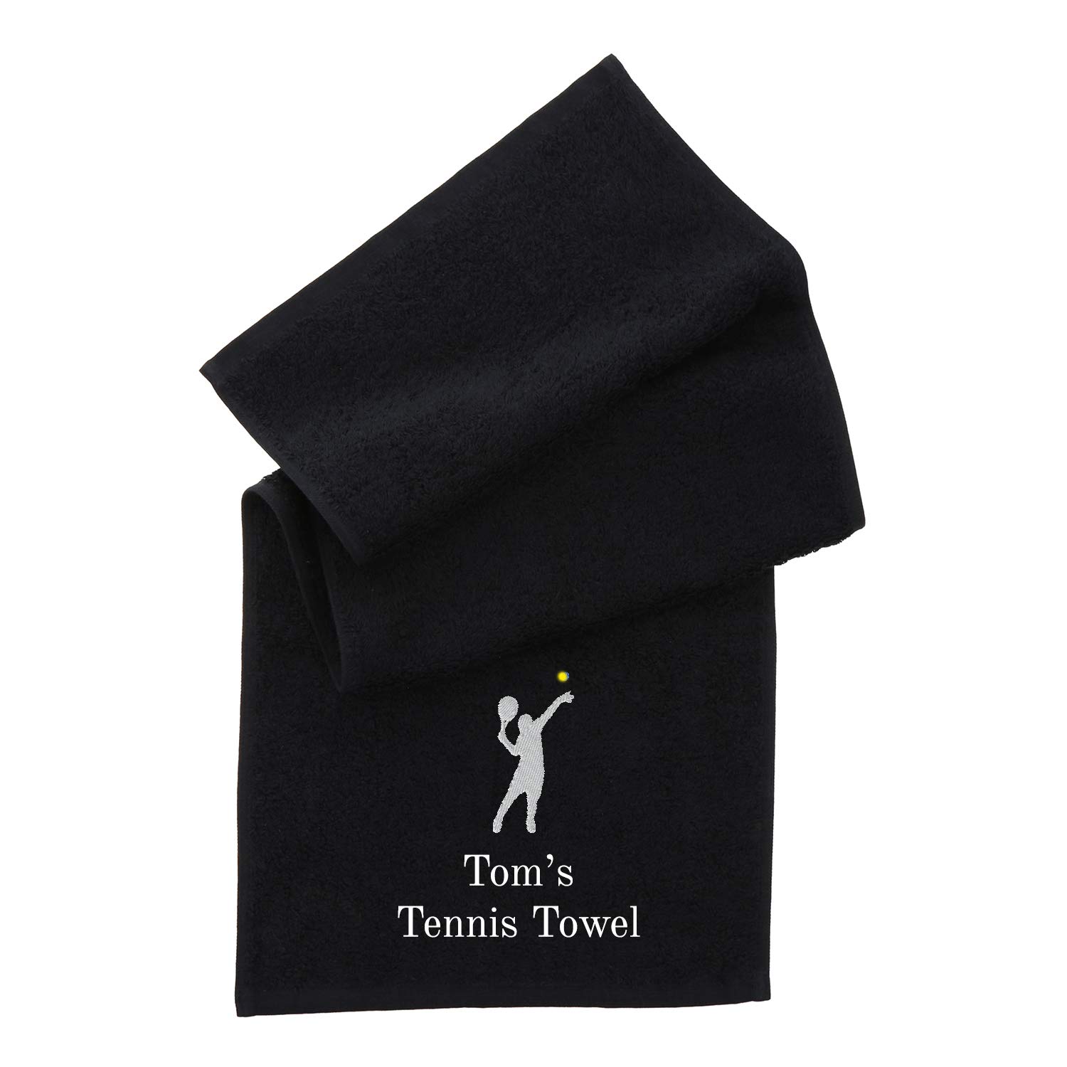 Aztex Personalised Sports Towel, 100% Cotton, 30 x 90cm - Black