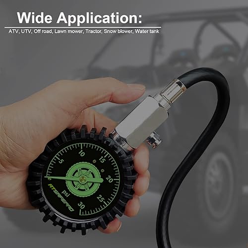 Miniatura 6 de ATsafepro - Medidor de neumáticos de baja presión a 30 PSI, medidor de neumáticos mecánico de 2.5 pulgadas con manguera flexible y mandril en