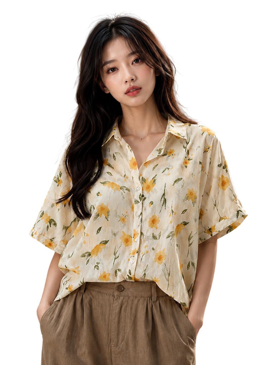 Women's Printed Casual Shirt | Loose Fit Button Down Collared Shirt | Soft & Lightweight Everyday Wear Top-picture-36