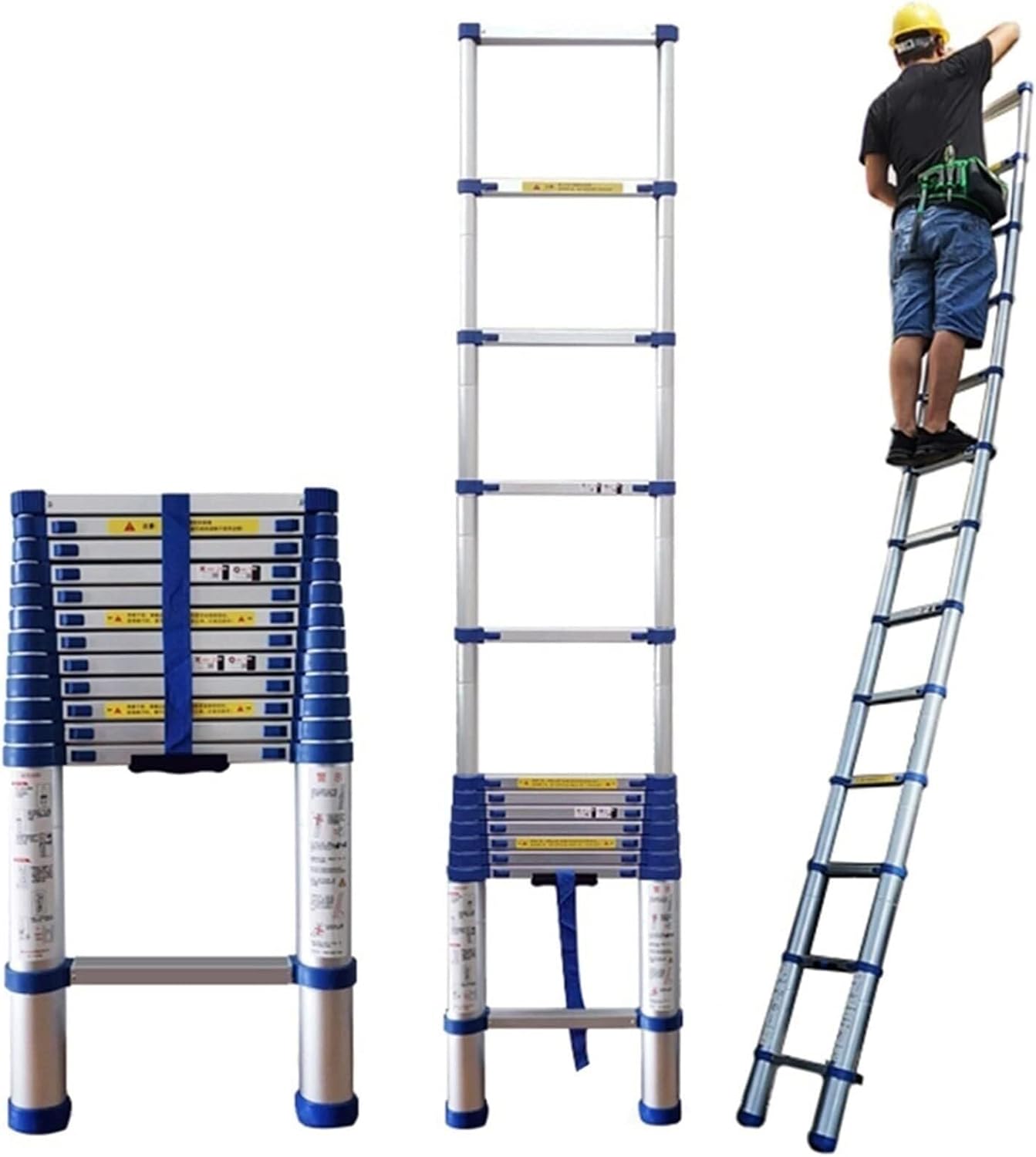 Telescopic Ladder, Adjustable Aluminum Extension Ladder for Rooftop, RV, Attic & Outdoor Work (6.2m/20.3ft), Lightweight, Portable, Multi-Purpose Home Professional Use(6.6m/21.6ft)