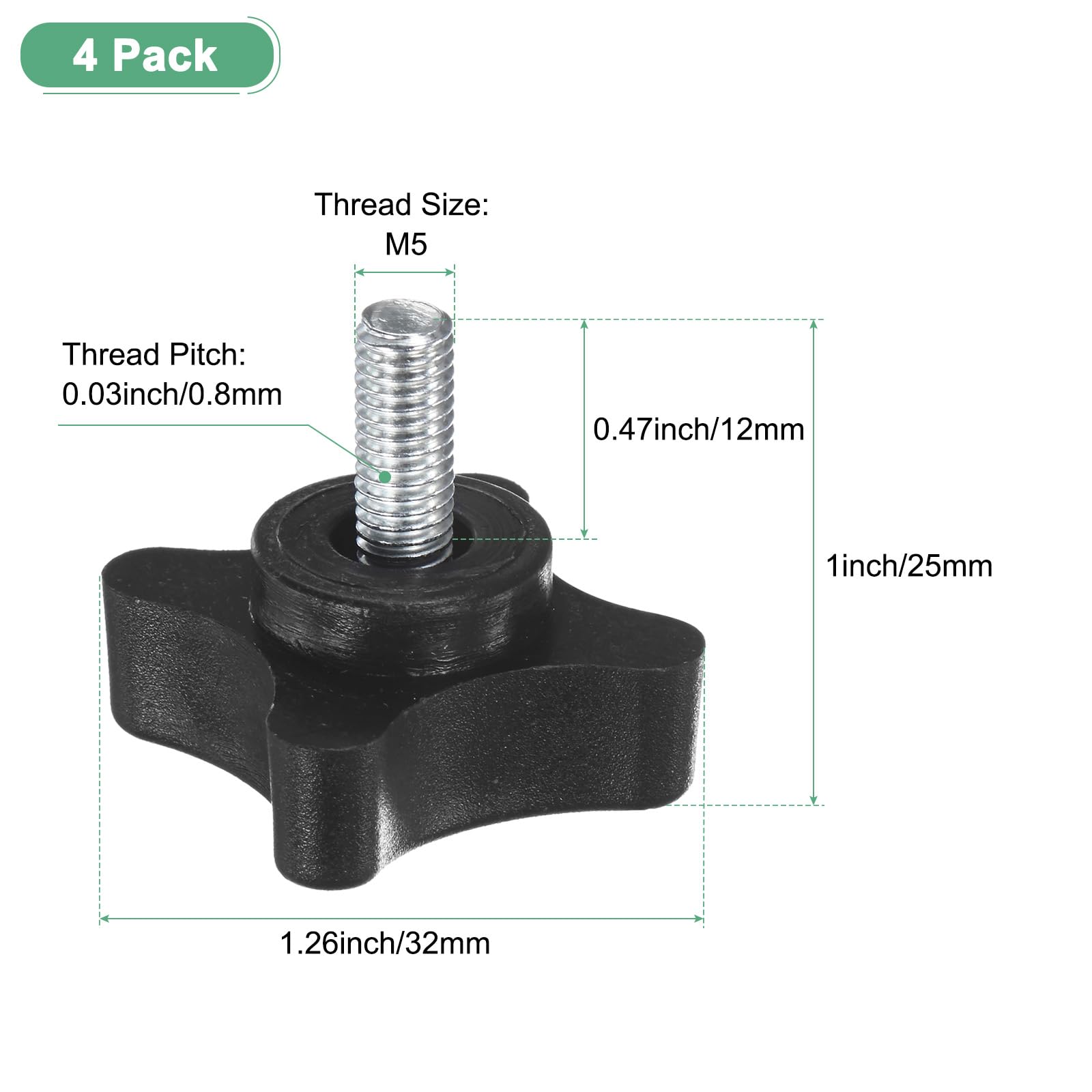 M METERXITY 4-Pack Star Clamping Knobs - Image 3