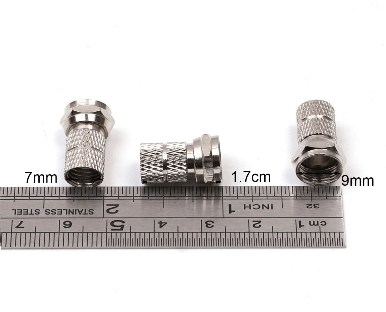 PENTA ANGEL RG6 F-Type Twist-On Coaxial Cable Connector Adapter Plug, 6PCS (Silver)