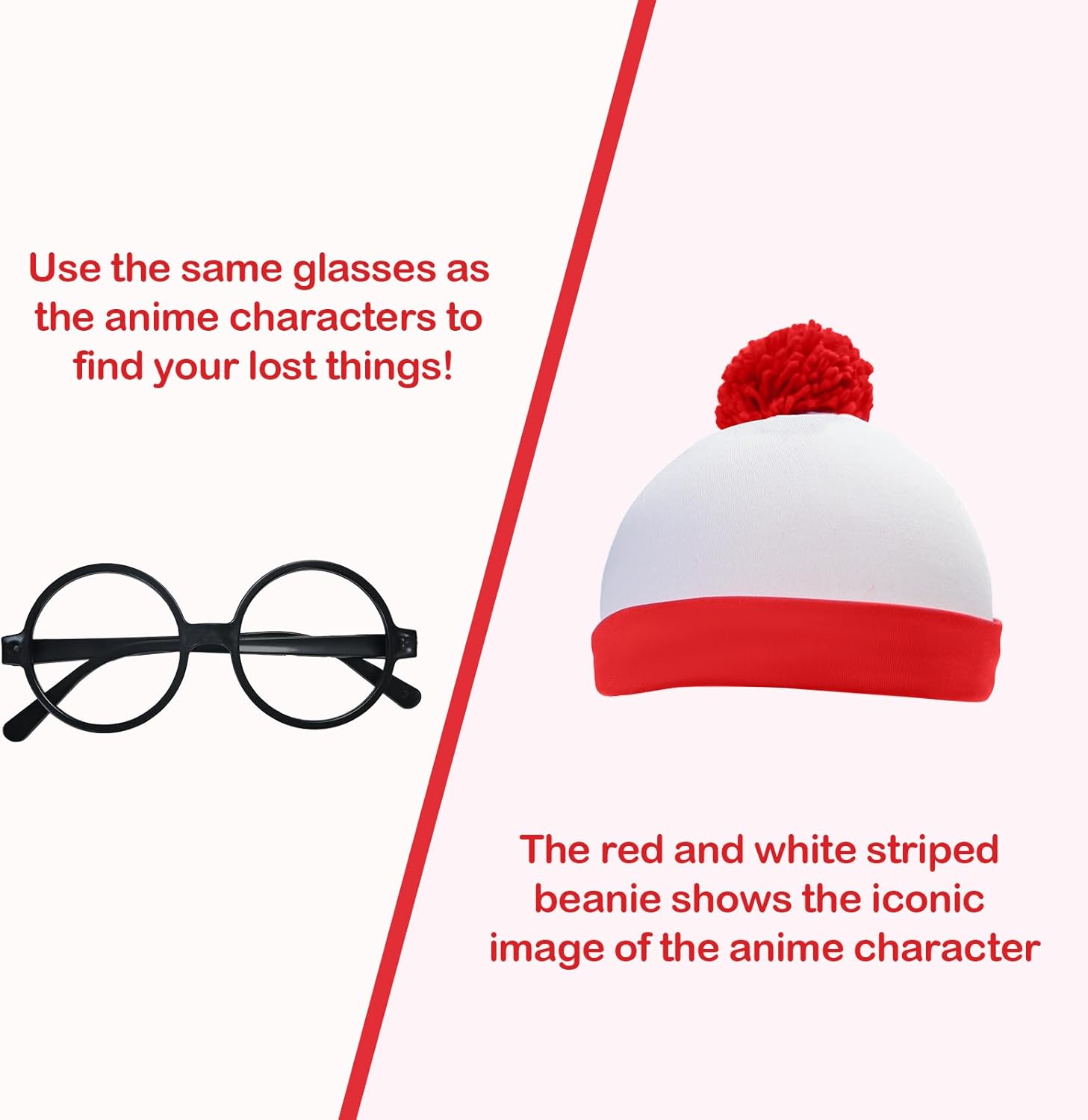 Adult Red and White Striped Shirt Women Funny Halloween Costumes Shirt Hat Socks and Glasses Suits - Image 6