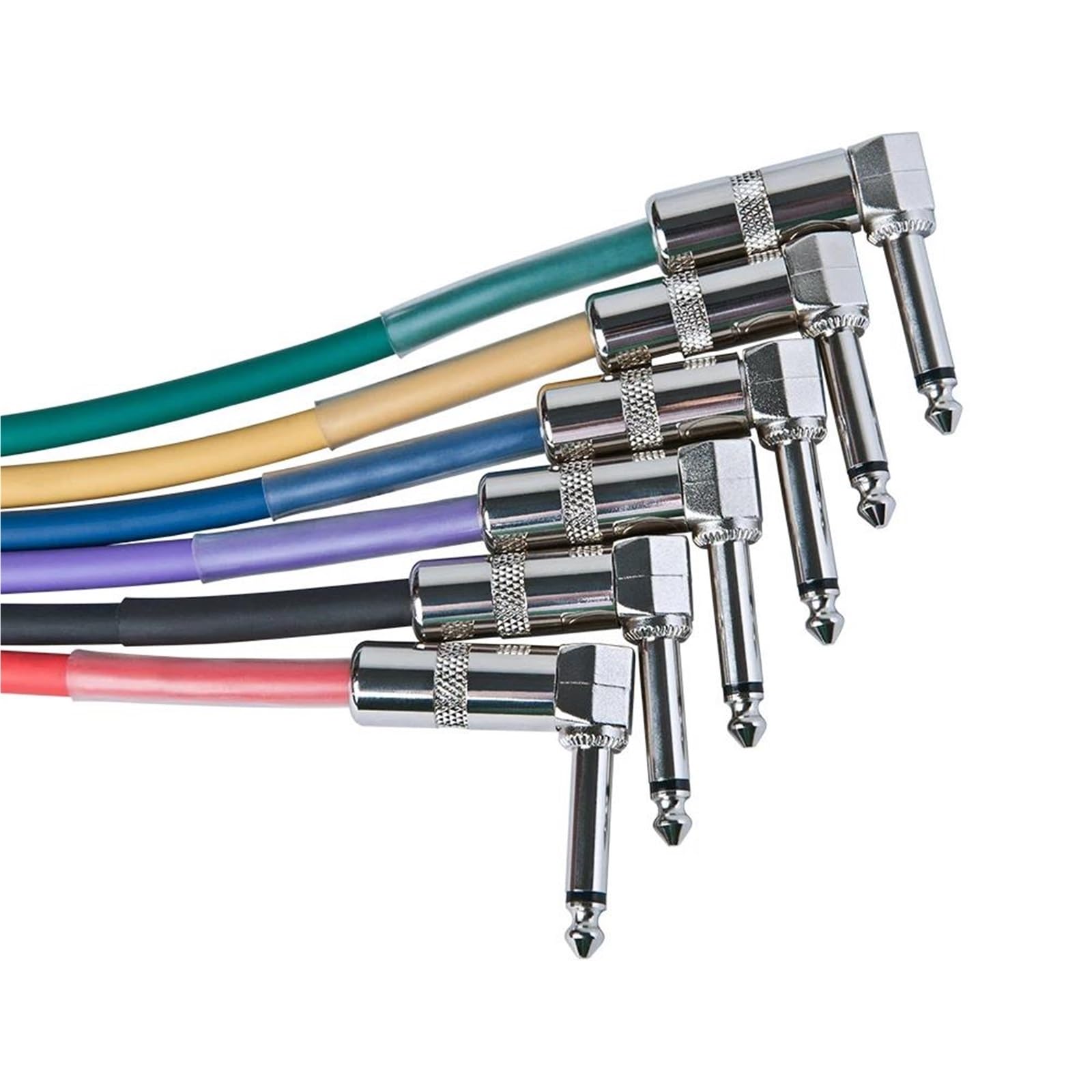 Akustikgitarrenkabel Gitarren-Patchkabel Mit Geräuschunterdrückung (6er-Pack) Rechtwinkligen Anschlüssen Und Flexibler PVC-Ummantelung