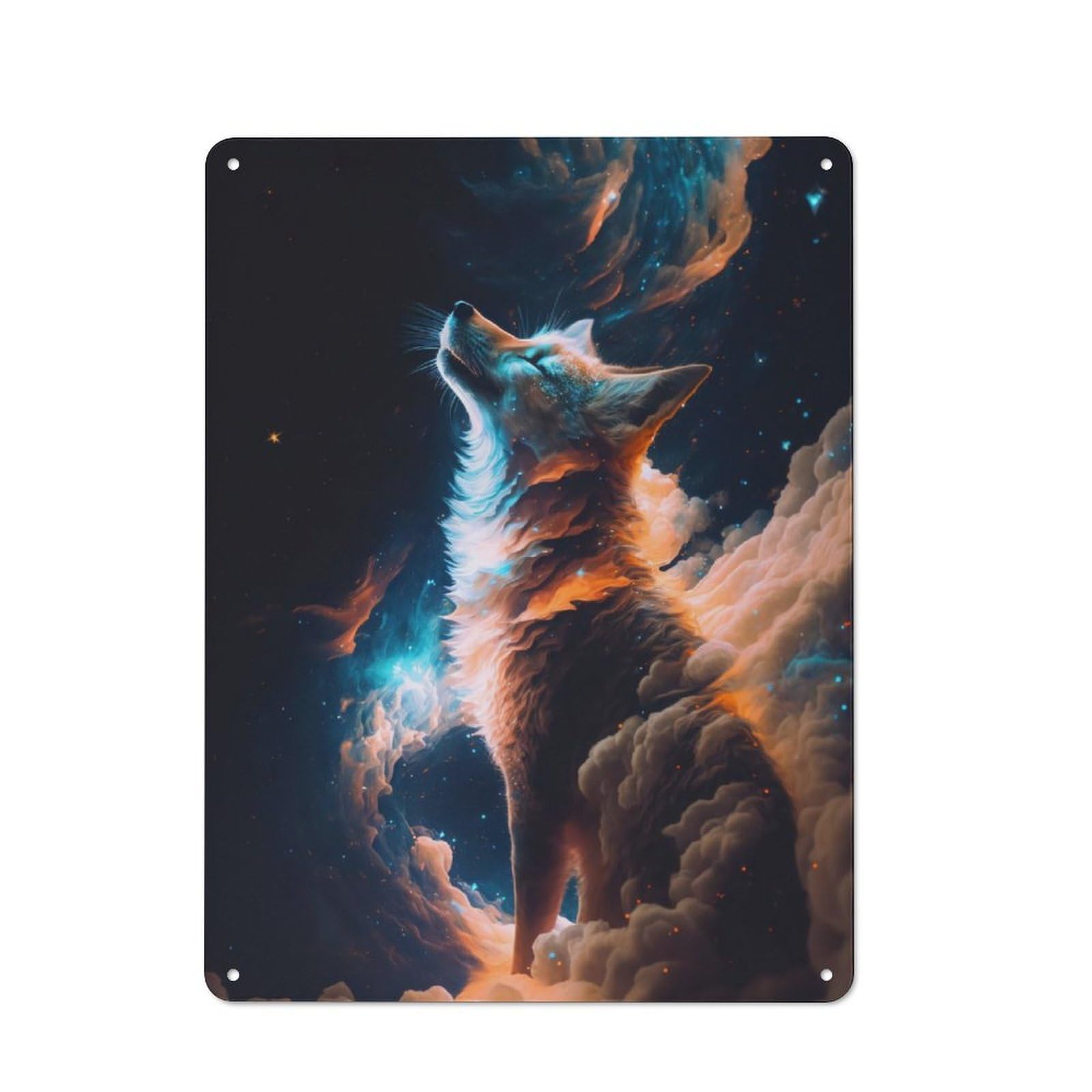 Junmoney Adoring Fox In Space For Garden Room Or Summerhouse, Vintage Tin Sign 40X30cm, A Metal Wall Feature For Garden Rooms And Summerhouses
