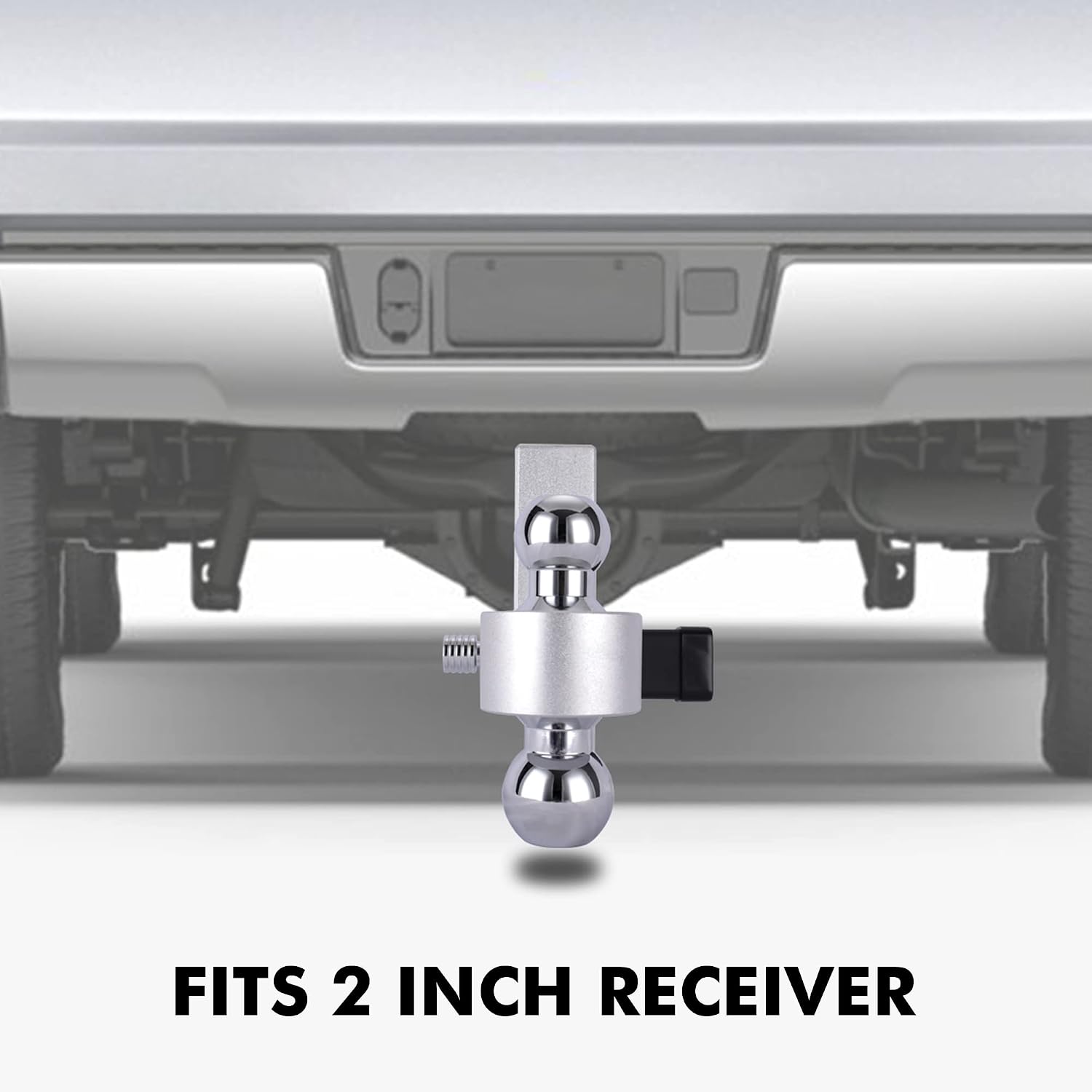 ONLTCO Ball Mount Hitch Adjustable 6 Inch Drop/Rise Includes 2" & 2-5/16" Chrome Steel Dual Balls, 2 Pcs 5/8" Hitch Lock, Aluminum Trailer Hitch for Vehicles, Boats, Fits 2" Receiver, 10000 lbs. GTW.