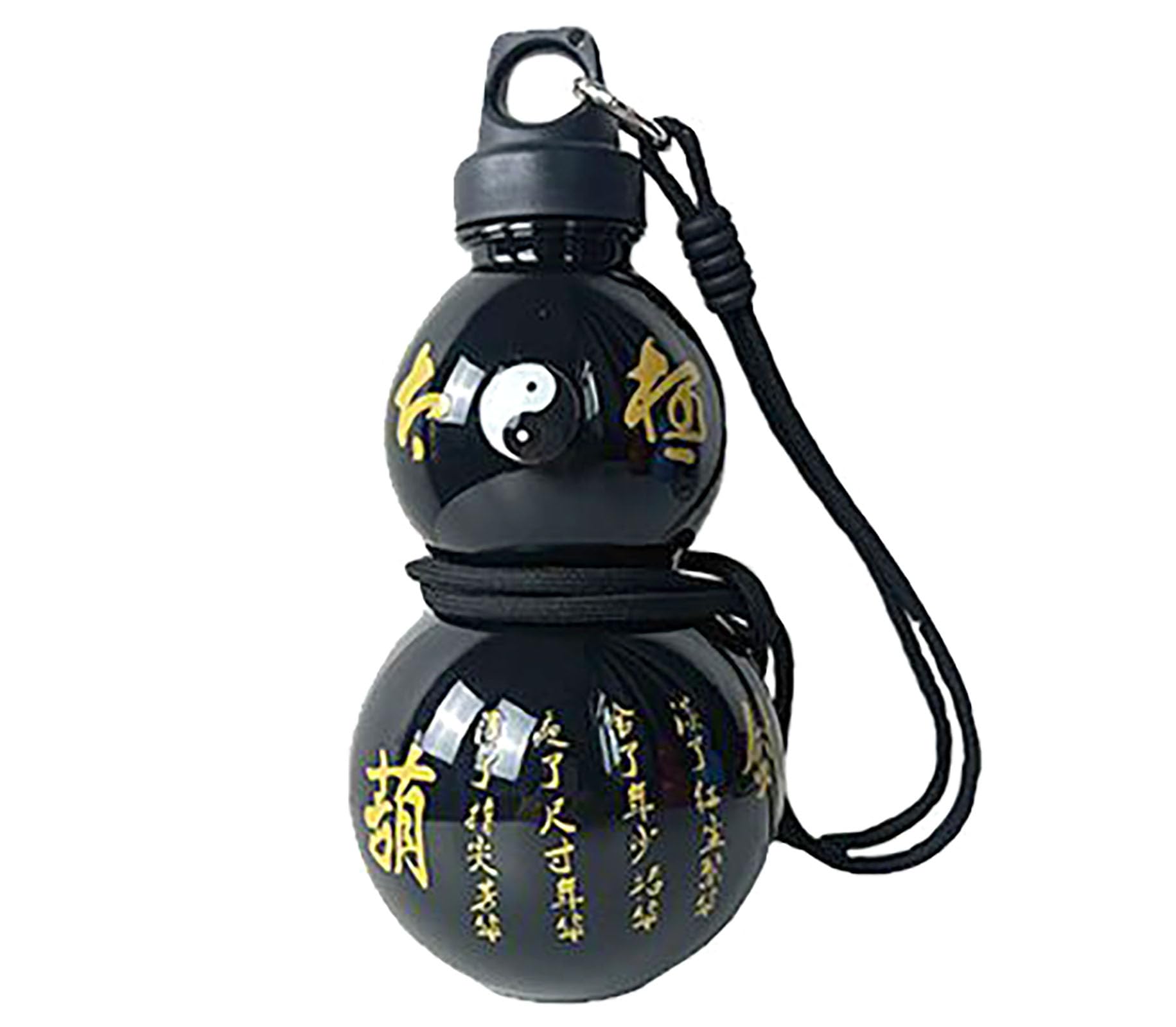 YIKANGHENG Gourd Water Bottle, 25oz Black Plastic Water Cup with Straw for Sports, Travel, and Outdoors (black)