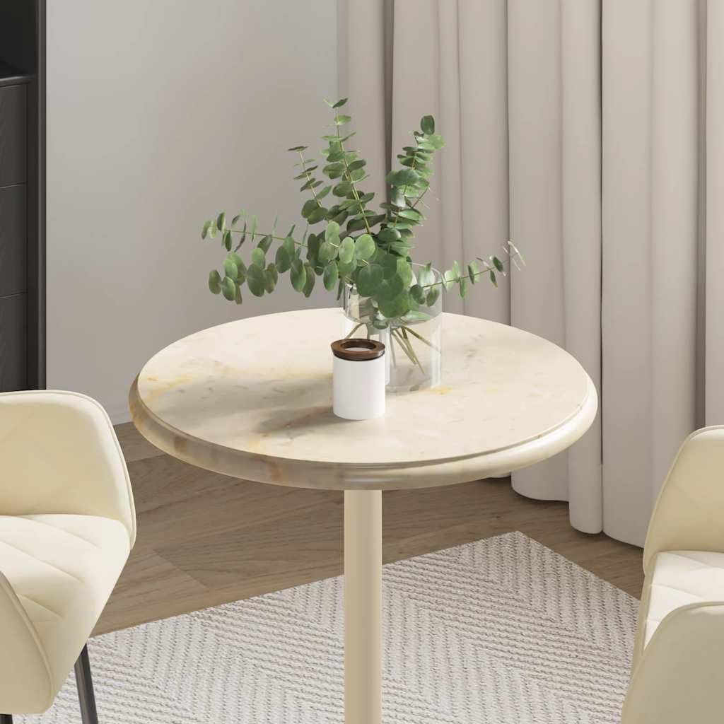 Cream Round Marble Table Top 19.7x19.7x1 inch Dining Tabletop Replacement for Indoor Outdoor Bistro Coffee Workbench Desk RV Garden Restaurant